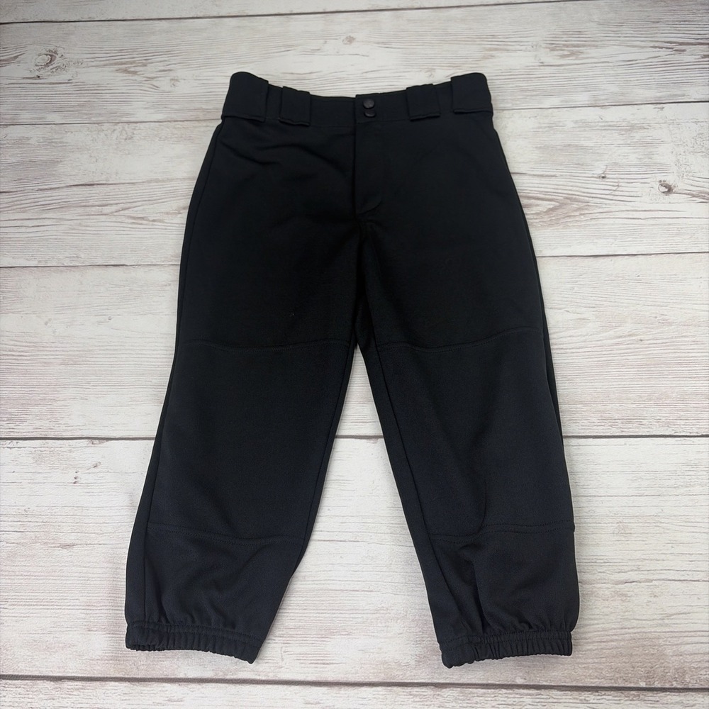 Rawlings Boy's Medium Classic Fit Belted Black Baseball Pants Excellent